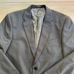 Dechamps London 100% wool Mens Gray Pinstripe Blazer Vitale Barberis Canonico 54